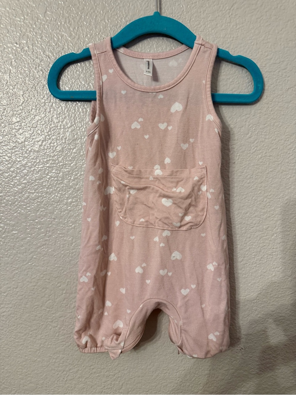Toddler Sleeveless Pink Heart Pocket One-Piece Romper